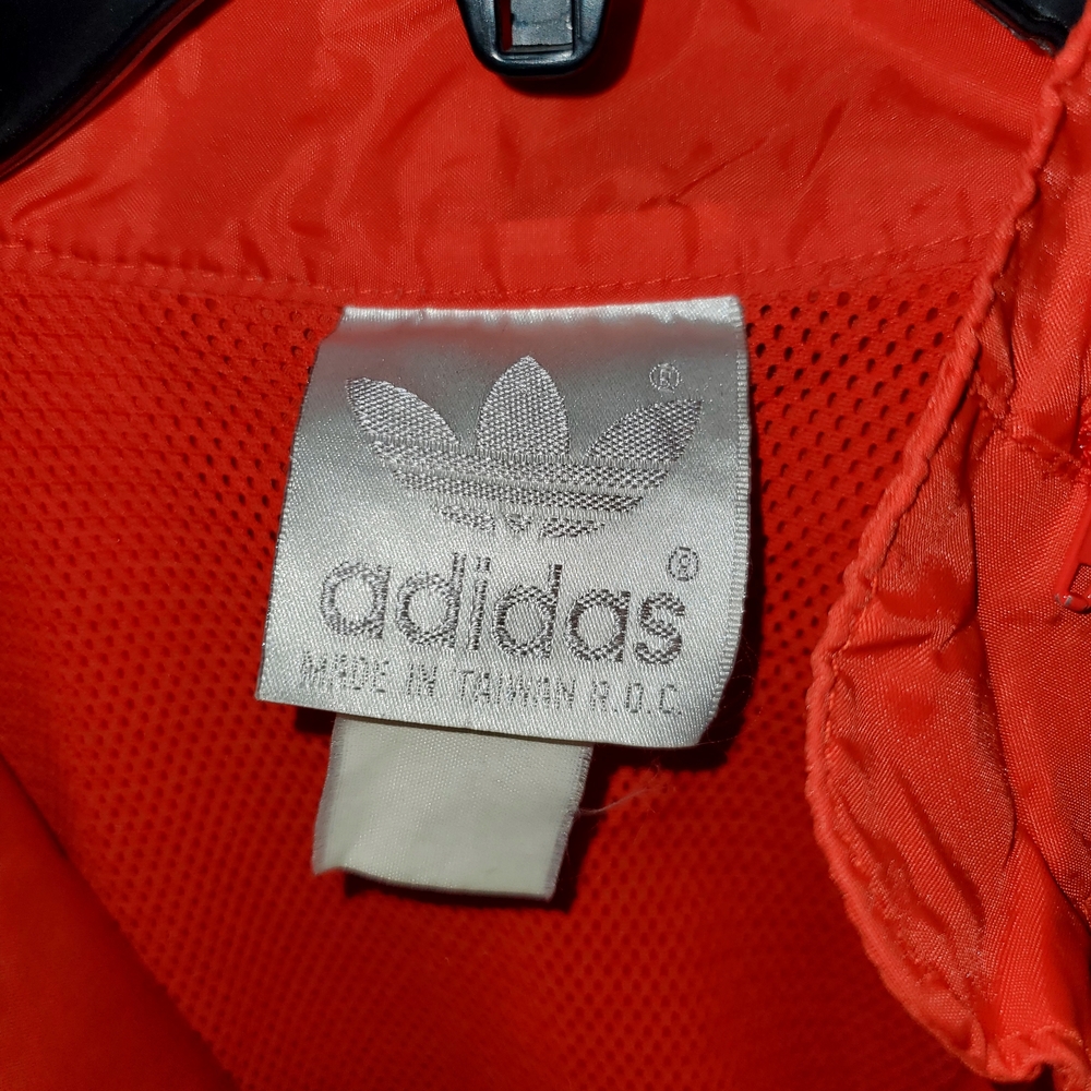 Adidas Windbreaker Mens Size Medium Red 3 White Stripes Pullover Jacket Vintage - Picture 3 of 3